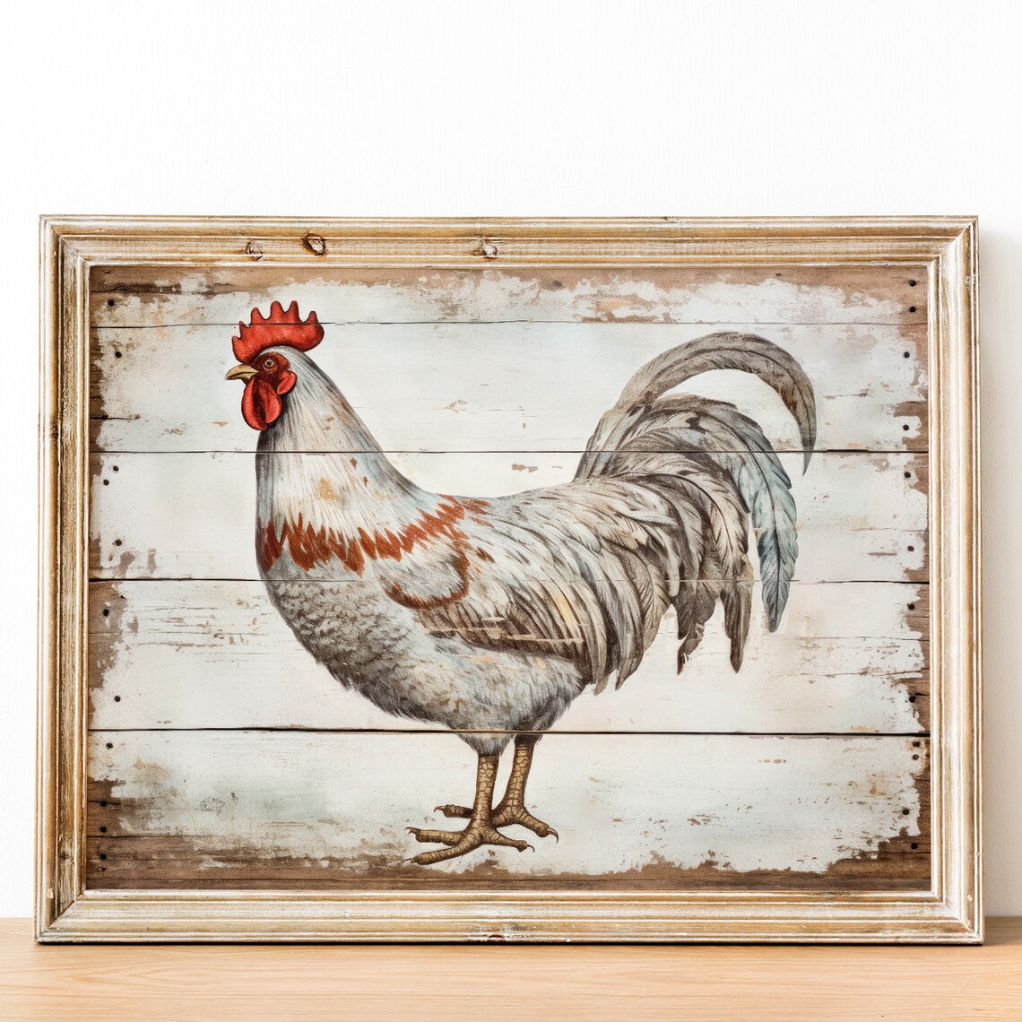 Vintage Rooster Art Print, Rustic Farmhouse Decor - Image 3