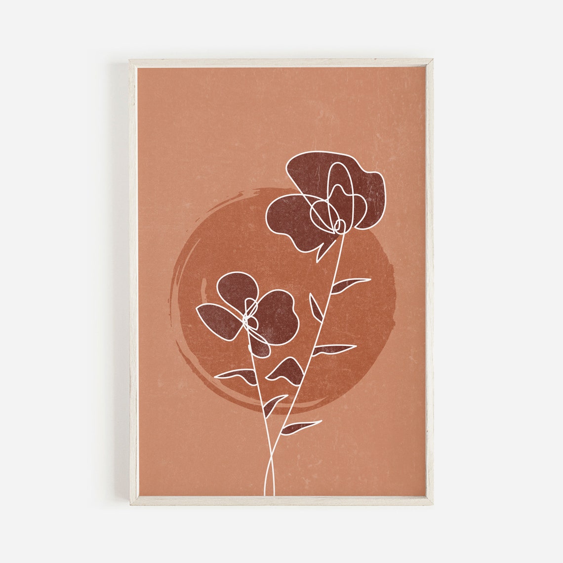 Minimalist One Line Tulip Sketch Terracotta Boho Botanical Poster - Image 2