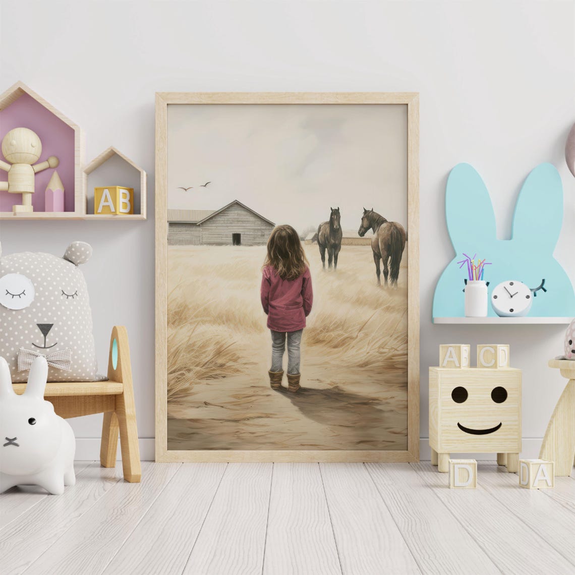 Horse Nursery Art Horse Gift For Girl Horse Stable Art Equestrian Girls Room Horse Lover Art Horse Decor Girls - Image 5
