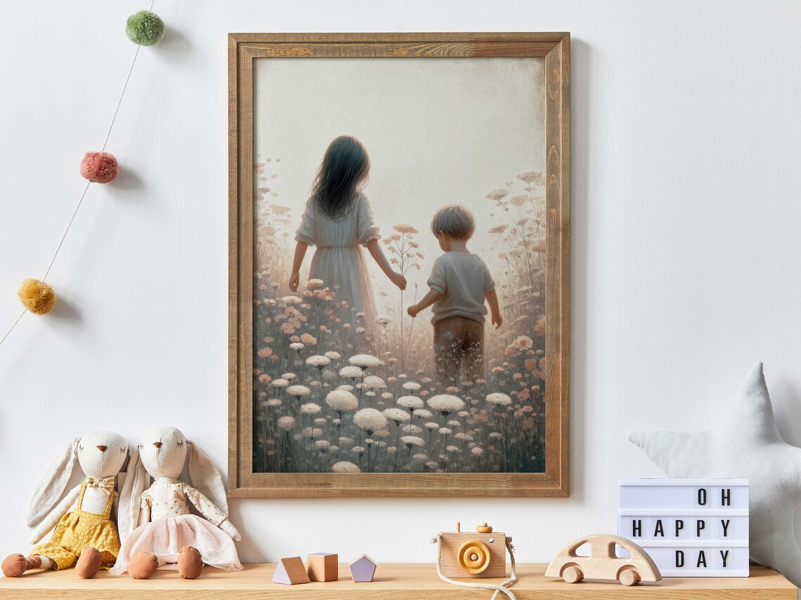 Sibling Wildflower Nursery Decor Art Print