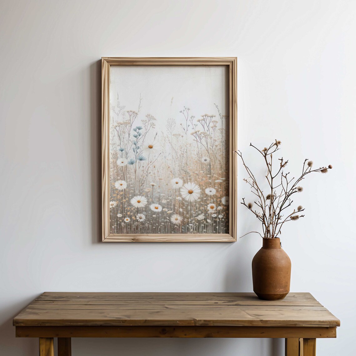 Wildflower Field Art, Rustic Vintage Floral Print - Image 2