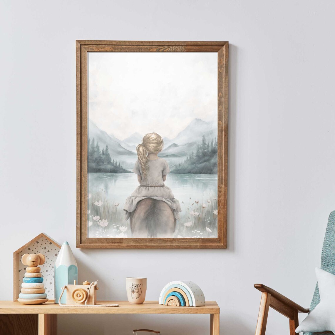 Girl and Horse Wall Art Print, Equestrian Decor - Image 2