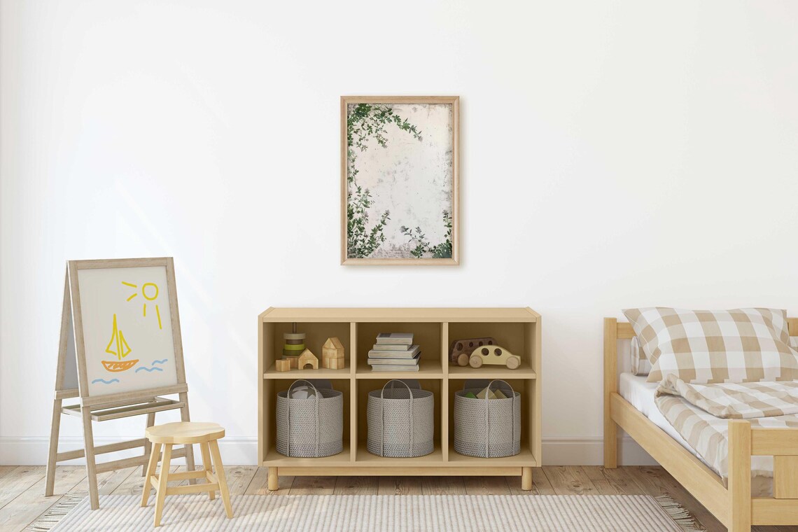 Elegant Vintage Botanical Vines Minimalist Distressed Floral Print - Image 2