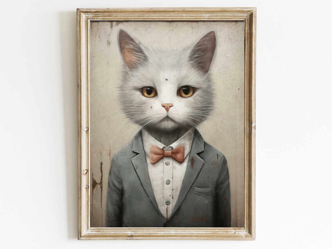 Cat Nursery Print, Vintage Kitten Wall Art