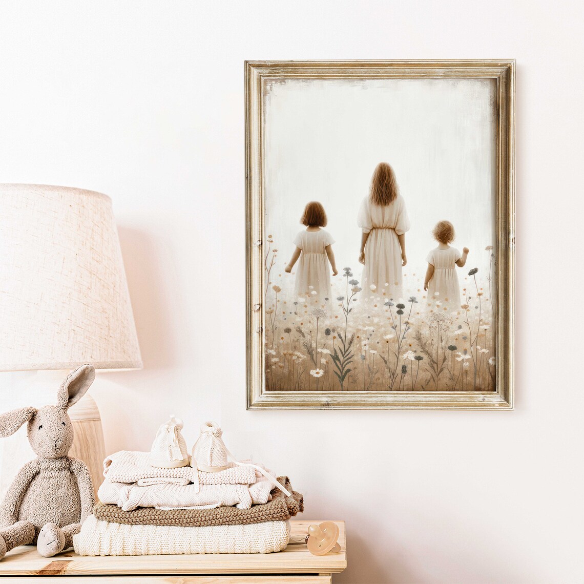 Mother Daughter Wall Art Two Daughters Print Sisters Art Print Sister Room Decor Mother Daughter Art Family Love Wall Art - Image 2