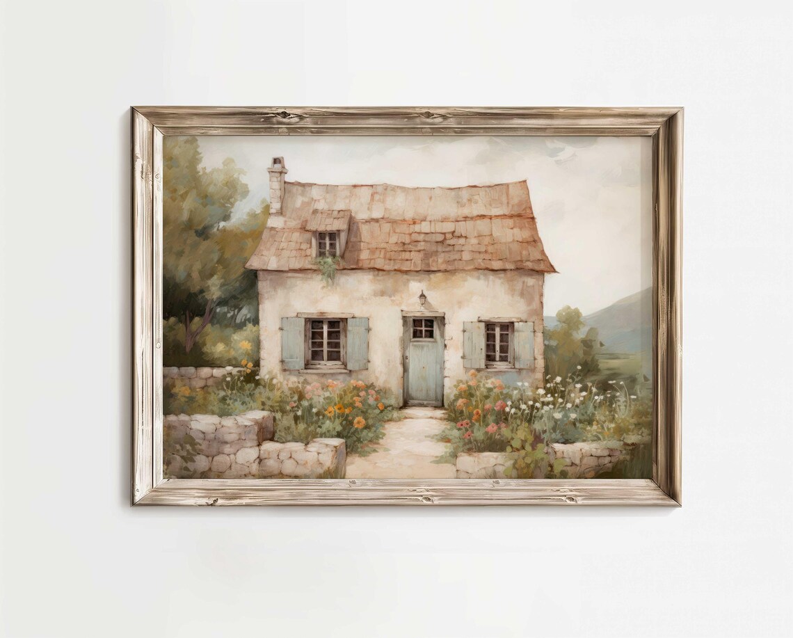 French Cottage Painting, Rustic Farmhouse Art Print - Image 3