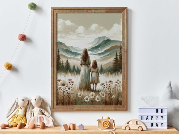 Mother Daughter Wall Art Mom And Daughter Print Mom Child Painting Daughter Print Adventure Girl Art Mother Giftprintable Family Art