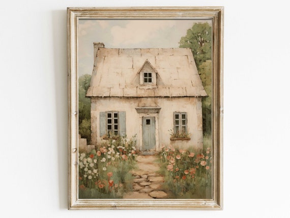 Stone House Rustic Farmhouse Wall Art Print