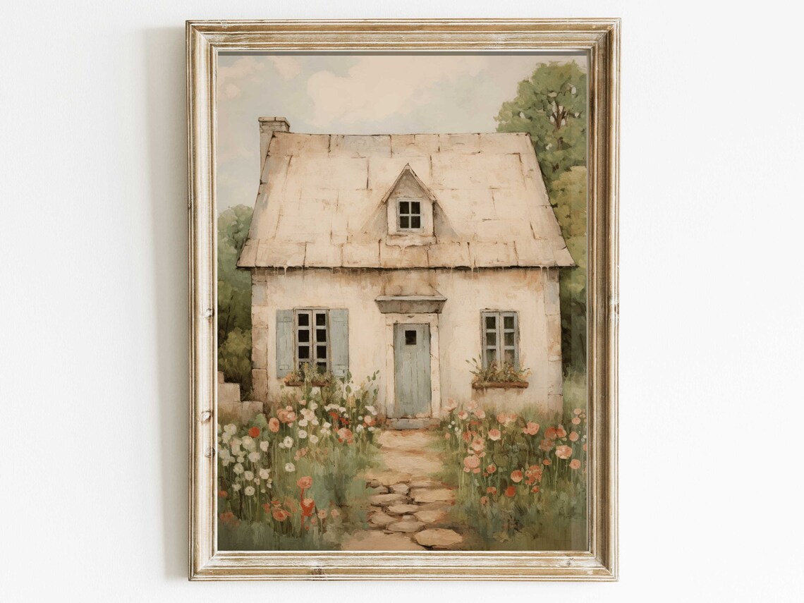 Stone House Rustic Farmhouse Wall Art Print