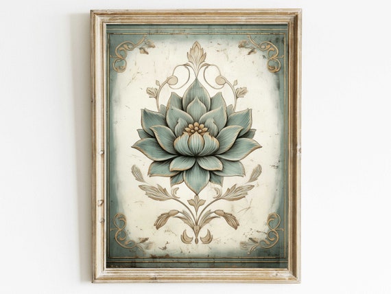 Ornamental Floral Abstract, Rustic Botanical Art Print