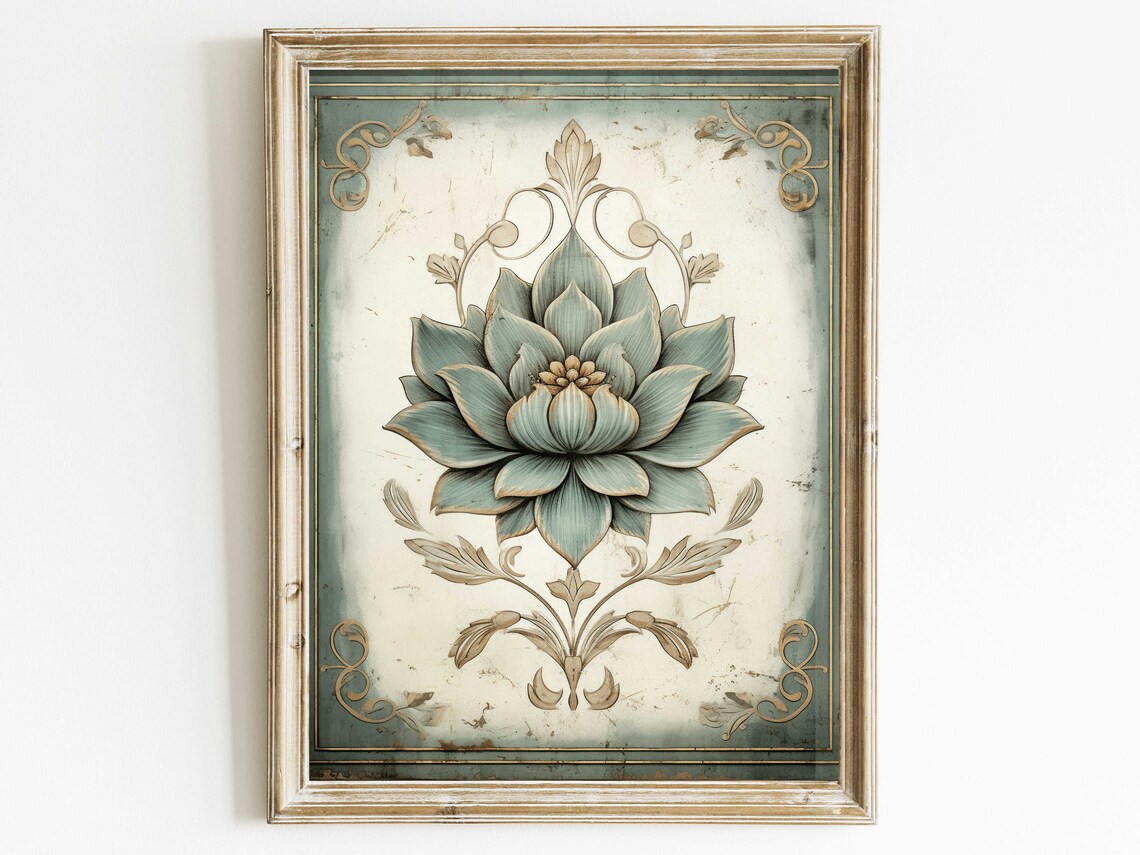 Ornamental Floral Abstract, Rustic Botanical Art Print