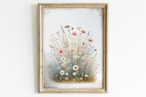 Rustic Wildflower Art Print, Minimalist Floral Decor