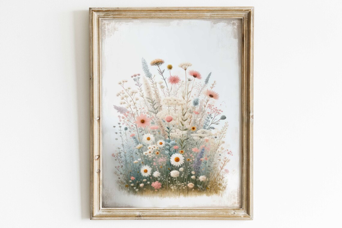 Rustic Wildflower Art Print, Minimalist Floral Decor