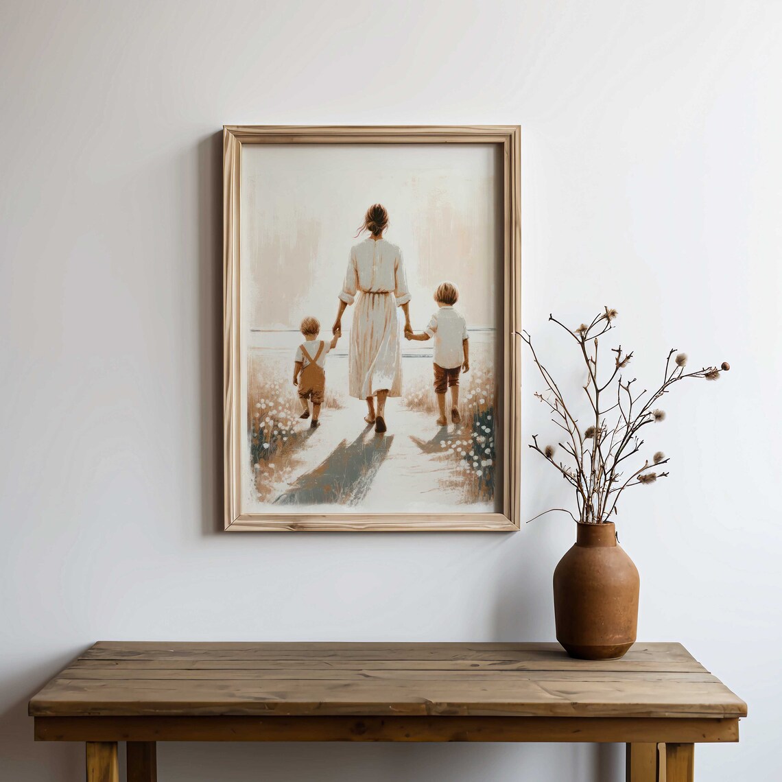 Mother And Sons Family Art Print, Two Boys Bond - Image 2