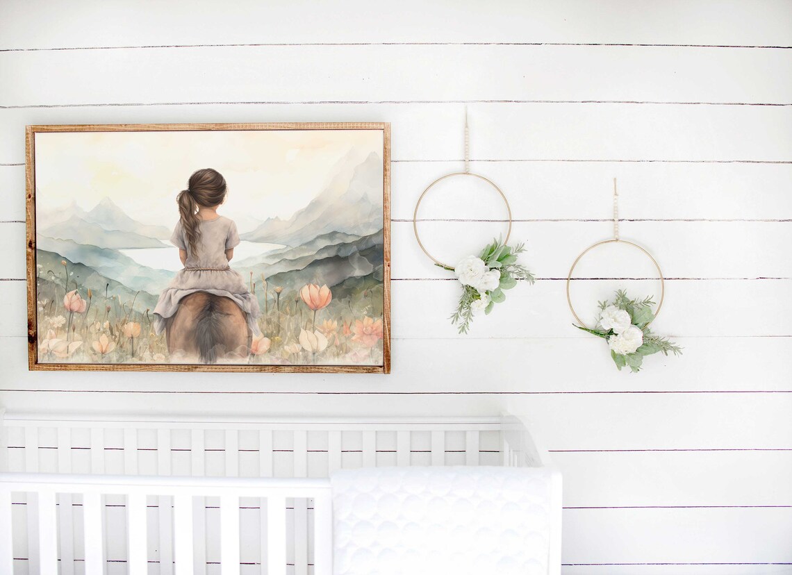 Girl and Horse Art Print, Girls Room Decor - Image 2
