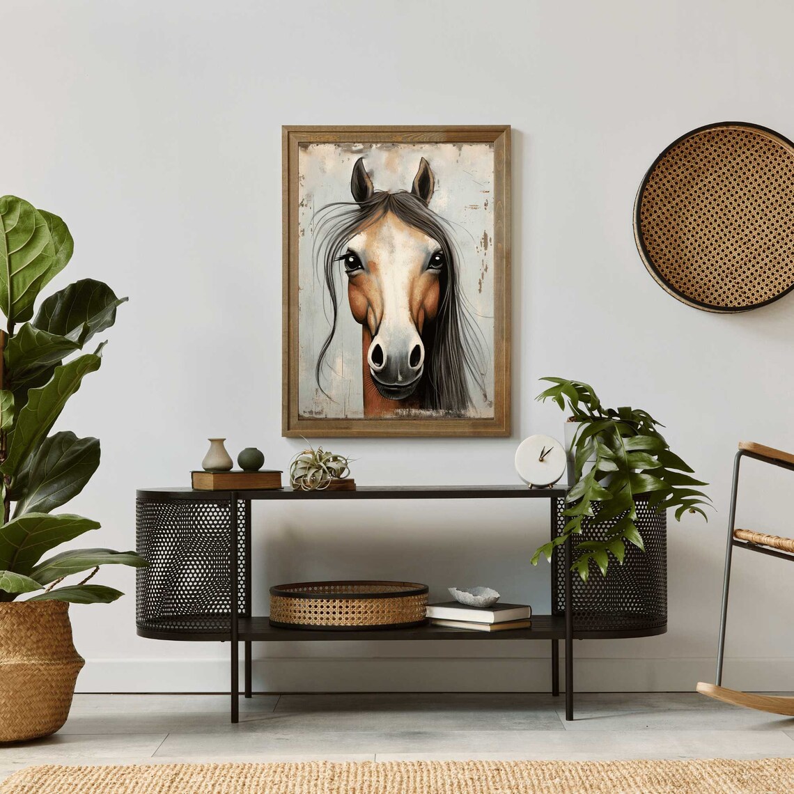 Playful Chestnut Horse Face With Dark Mane Vintage Animal Poster - Image 2