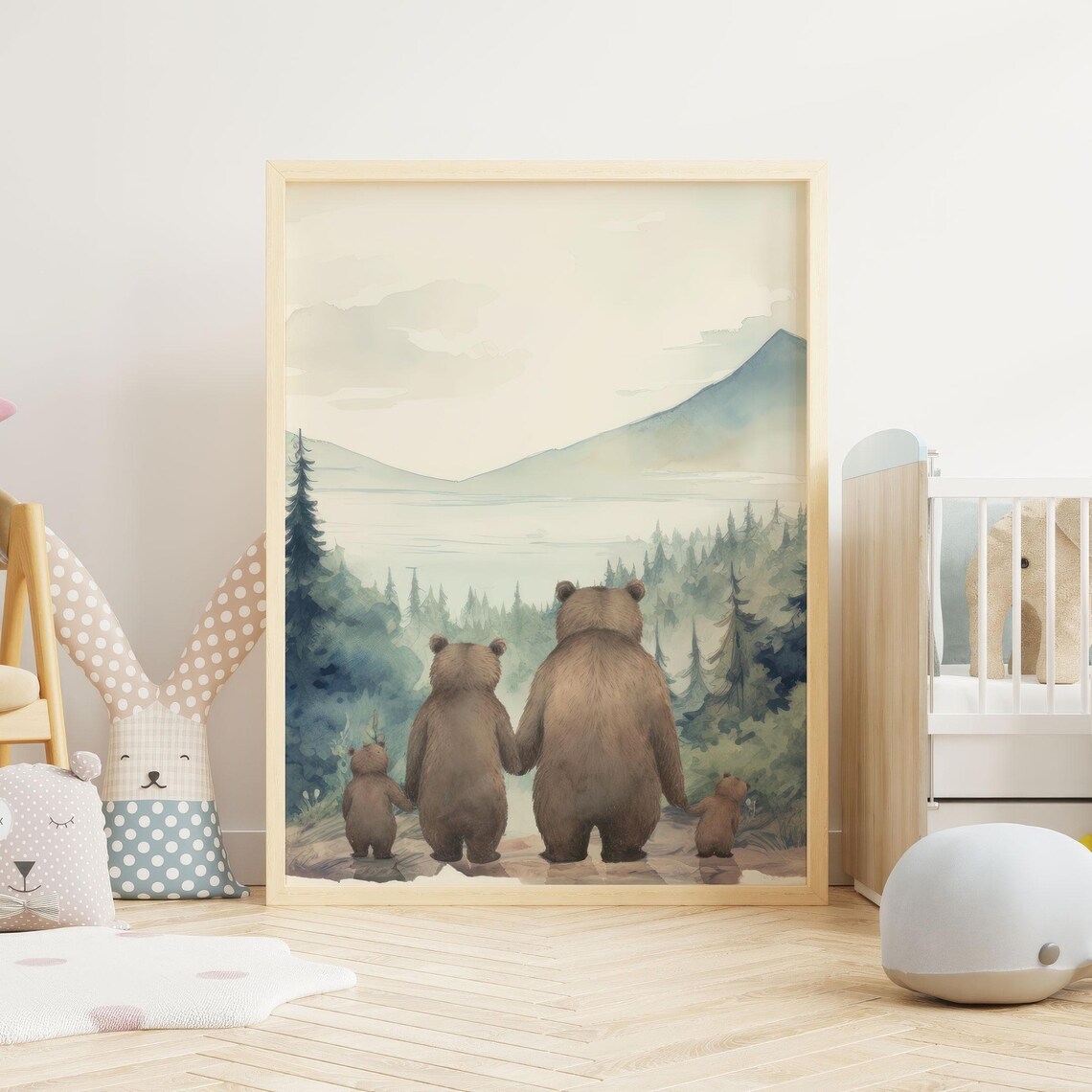 Bear Family of Three Woodland Nursery Art Print - Image 4