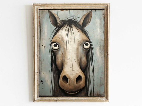Vintage Horse Print Wall Art Funny Animal Art Farmhouse Home Decor Horse Lover Gift Farm Animal Artwork Equstrian Art