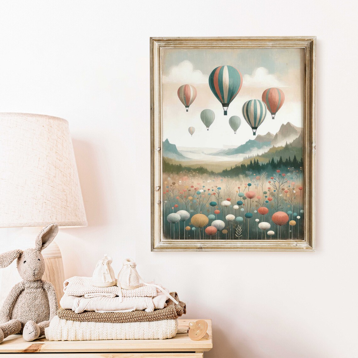 Vintage Hot Air Balloon Adventure Wall Art Print - Image 2