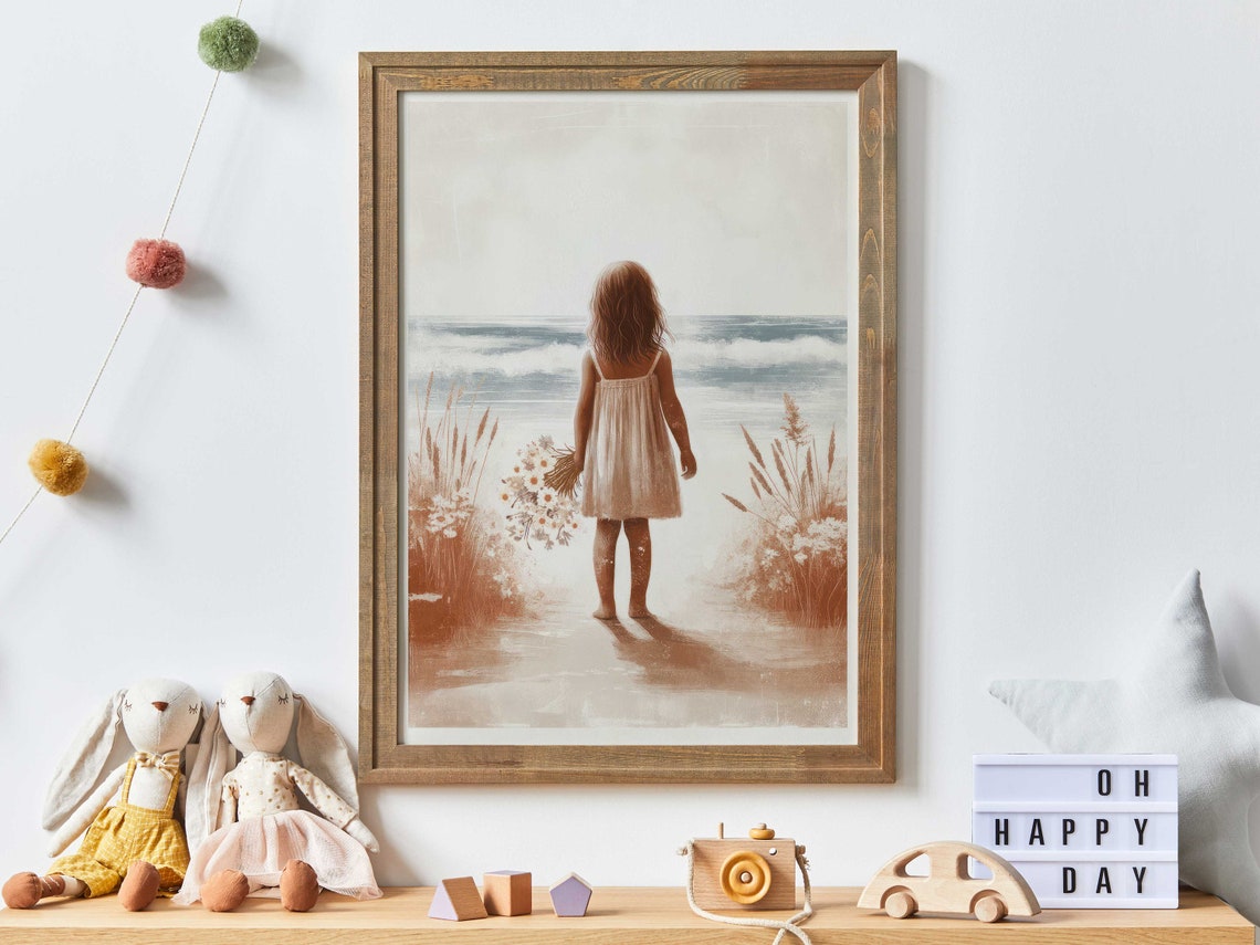 Beach Nursery Decor Cute Girls Room Decor Girl Adventure Print Beach Painting Ocean Theme Girls Bedroom Art Girl Wall Art