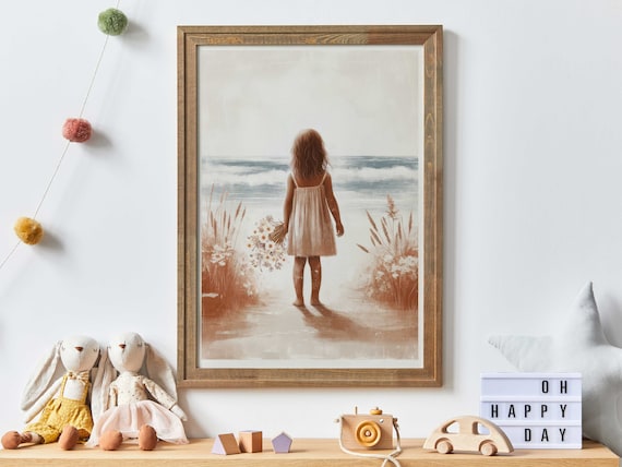 Beach Nursery Decor Cute Girls Room Decor Girl Adventure Print Beach Painting Ocean Theme Girls Bedroom Art Girl Wall Art