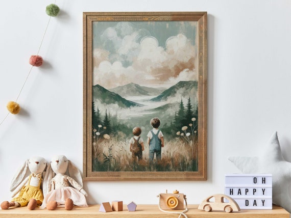 Brothers Adventure Nature Mountain Art Print
