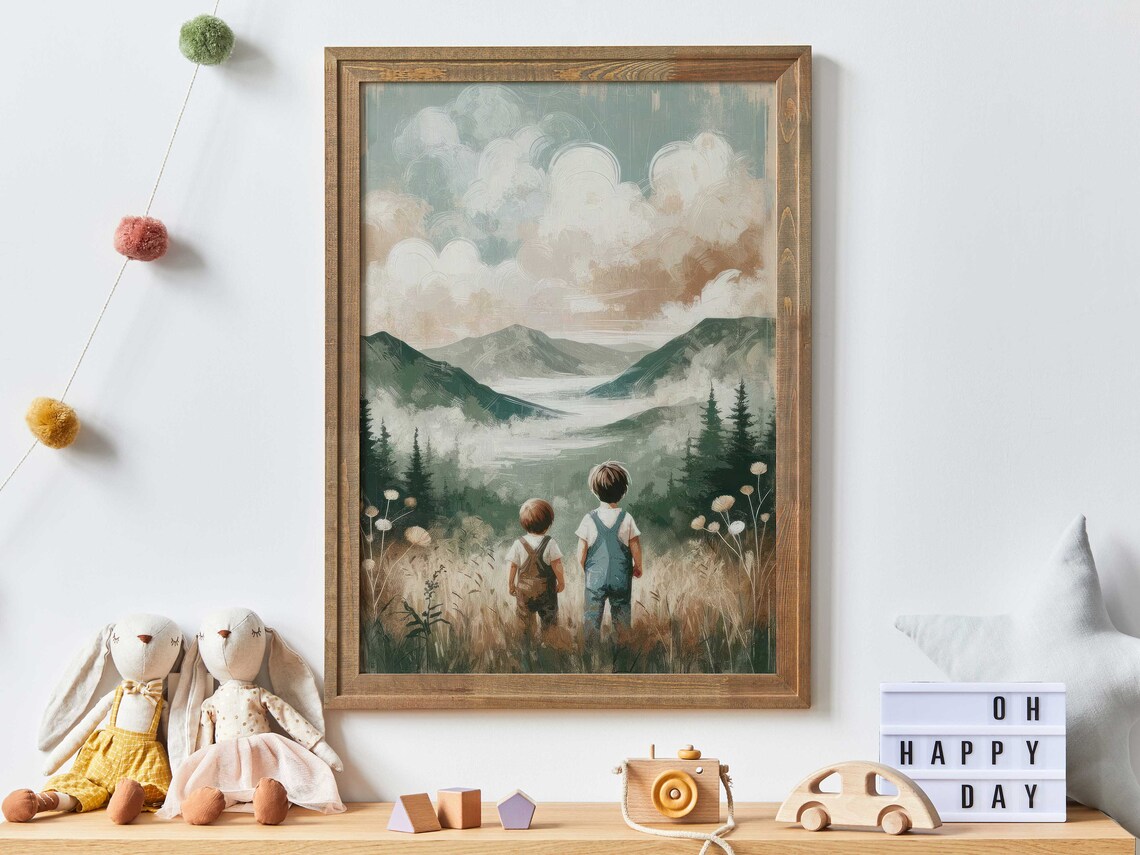 Brothers Adventure Nature Mountain Art Print