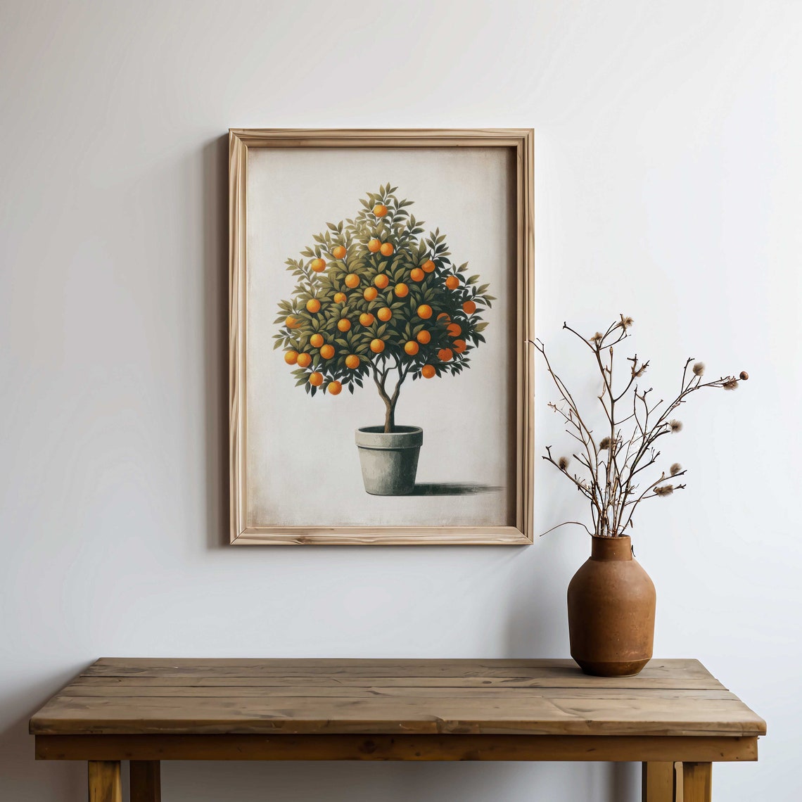 Orange Tree Wall Art Mediterranean Wall Decor Orange Fruit Tree Print Modern Farmhouse Rustic Decor Country Kitchen Art - Image 2