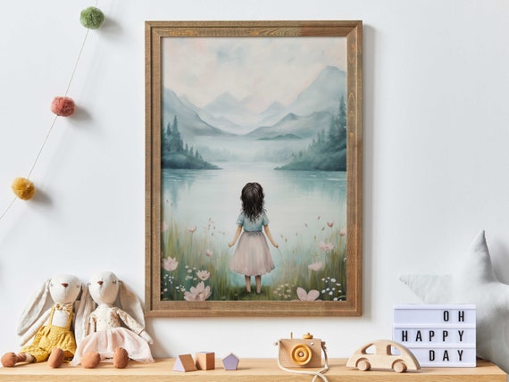 Girl Adventure Decor Girly Wall Art Print Vintage Nursery Art Girls Room Decor Wildflower Nursery Print Girl Wall Art