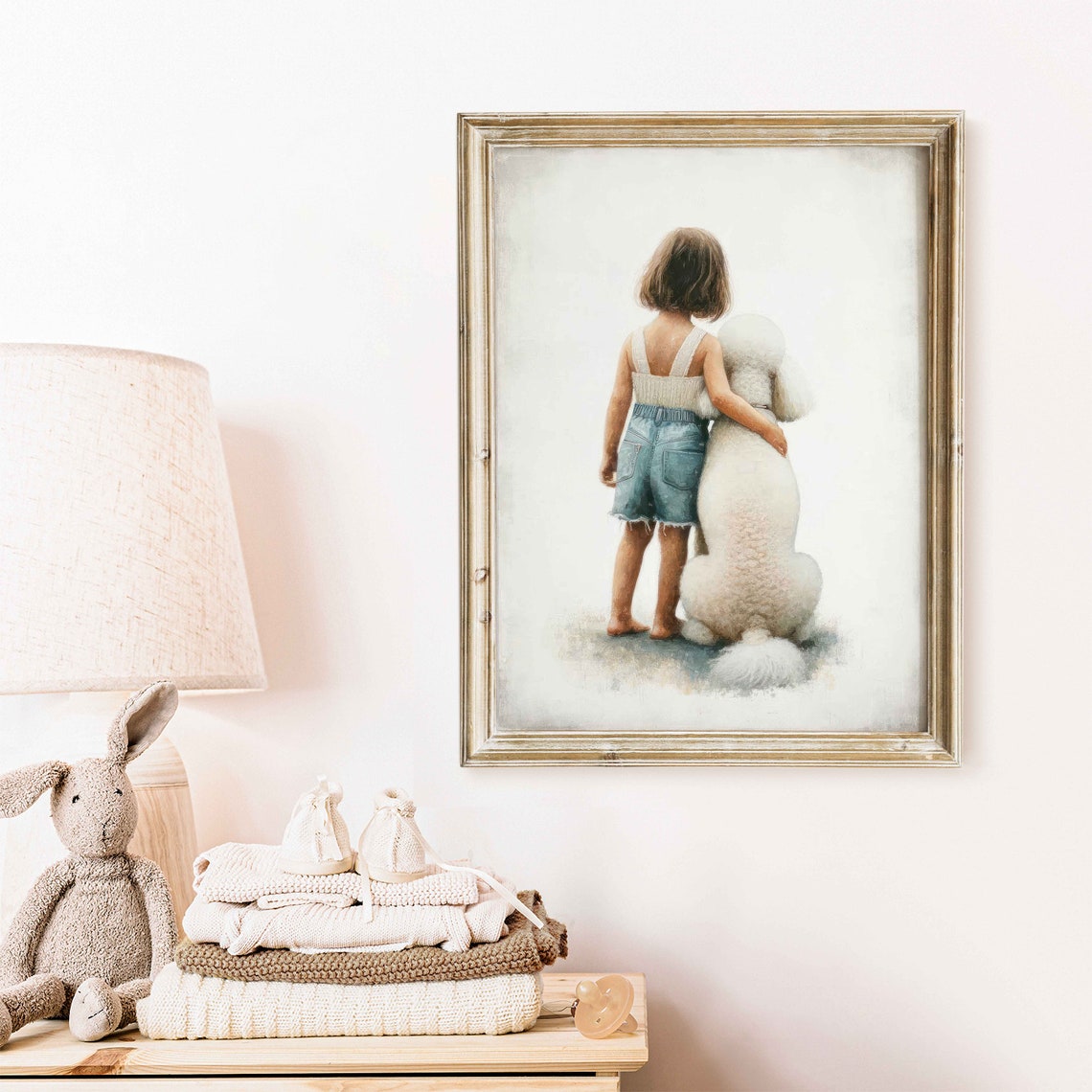 Poodle Nursery Print White Poodle Art Girl Dog Painting Dog Nursery Decor Girls Room Dog Wall Art Poodle Portraitprintable Dog Decor - Image 2