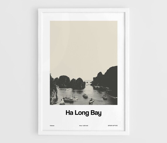 Ha Long Bay Skyline Vietnam Minimalist Travel Poster