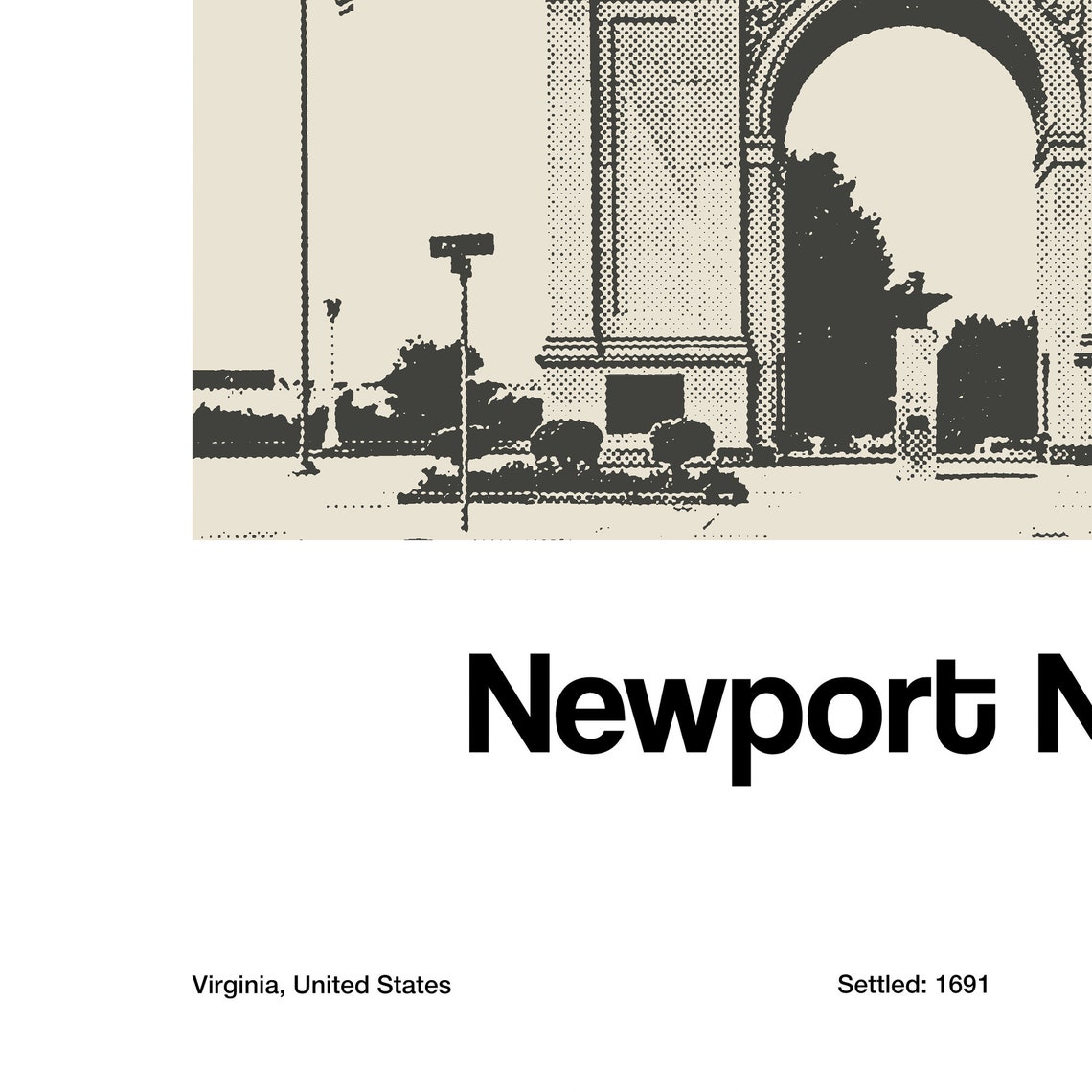 Newport News Virginia Print Newport News Va Poster Newport News Victory Arch Downtown Newport News Wall Art Minimalist Custom City Print - Image 3
