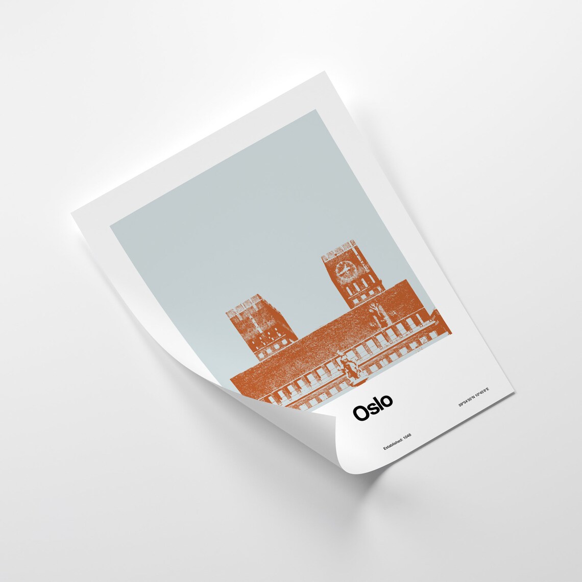 Oslo City Hall Skyline, Norway Travel Art Print - Image 3