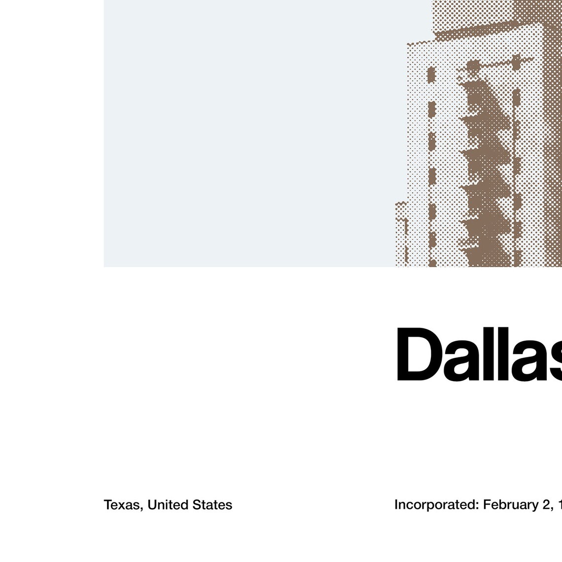 Dallas Texas Minimalist City Skyline Art Print - Image 3