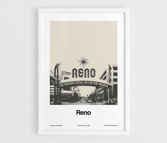 Reno Nevada Minimalist Travel Poster, City Print