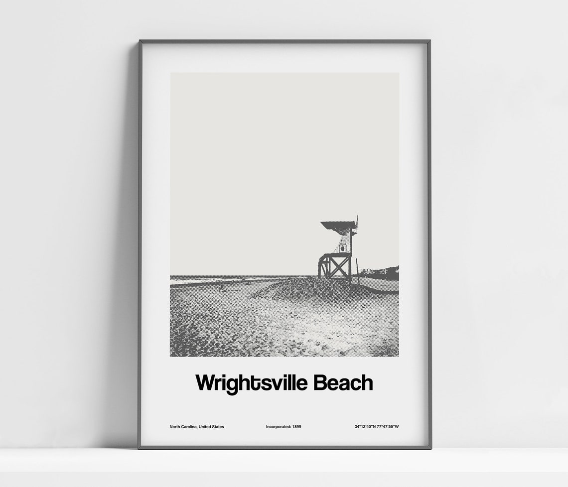 Wrightsville Beach Print Wrightsville Beach North Carolina Poster Wrightsville Beach Lifeguard Tower Wall Art Minimalist Custom City Print