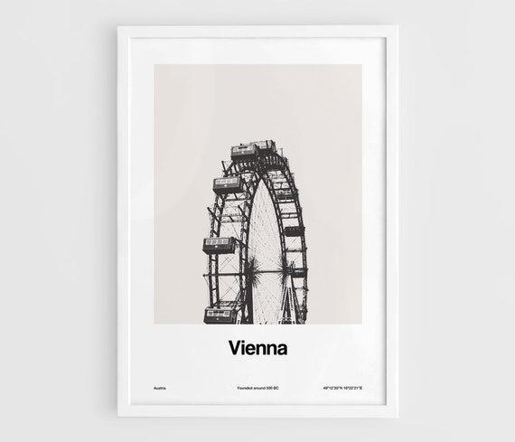 Vienna Ferris Wheel Travel Poster, Minimalist City
