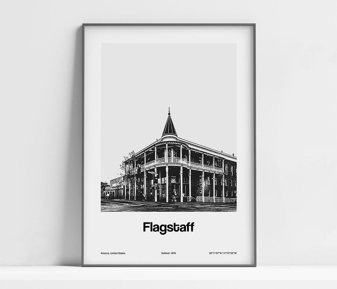 Flagstaff Arizona Poster, Minimalist Town Print