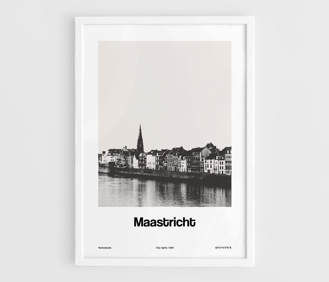 Maastricht Minimalist Cityscape Poster, Holland