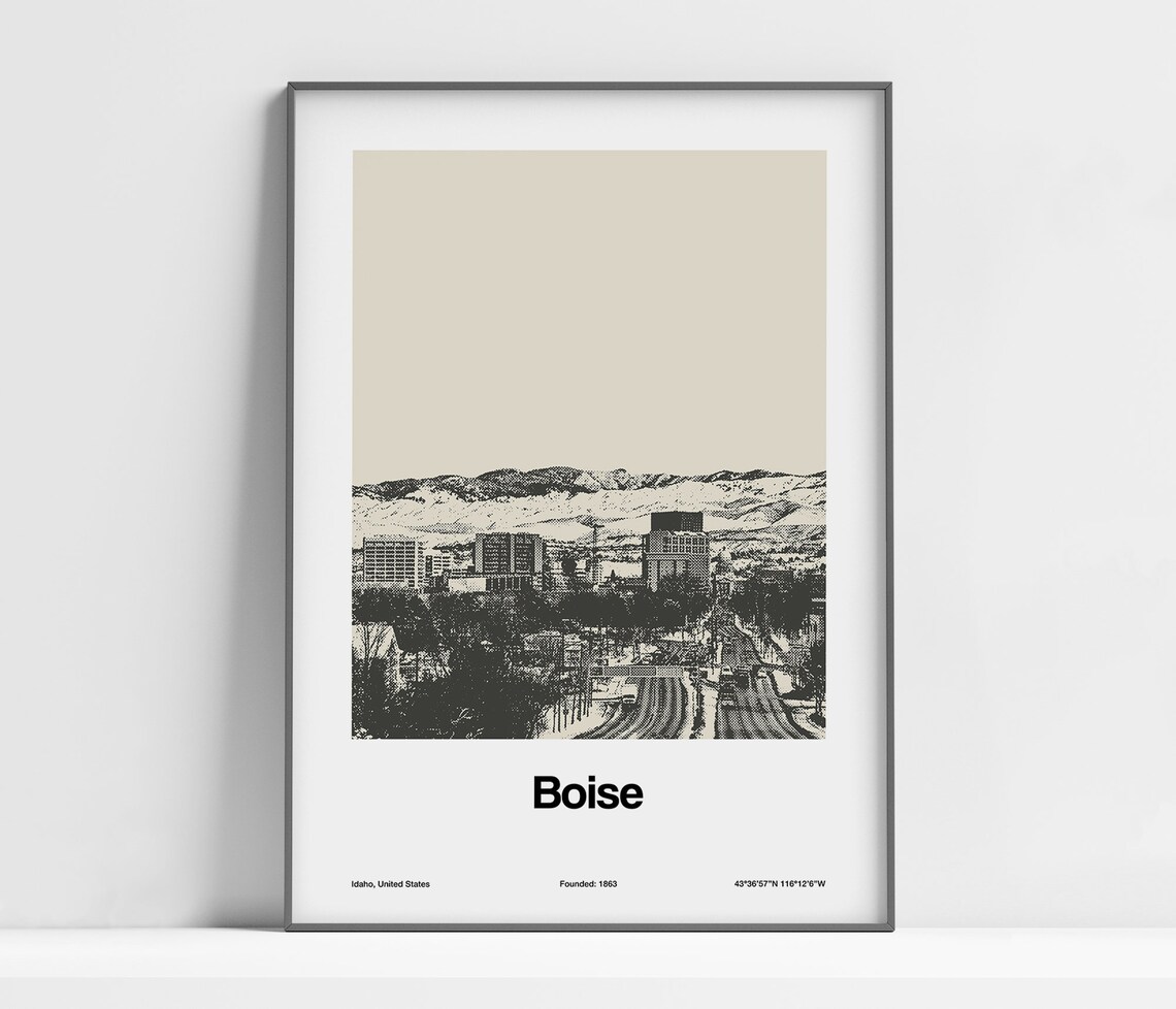 Boise Idaho Skyline, Minimalist City Photo Poster