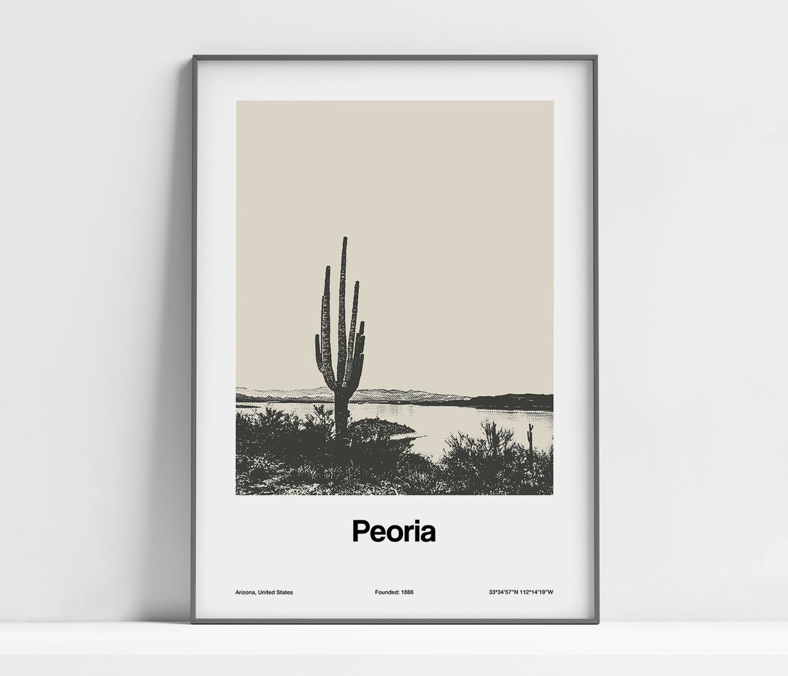 Peoria Az Print Peoria Arizona Poster Peoria Lake Pleasant Regional Park Black White Peoria Photo Wall Art Minimalist Custom City Print
