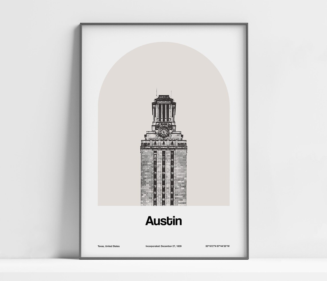 Austin Texas Minimalist Arch Print, Travel Poster