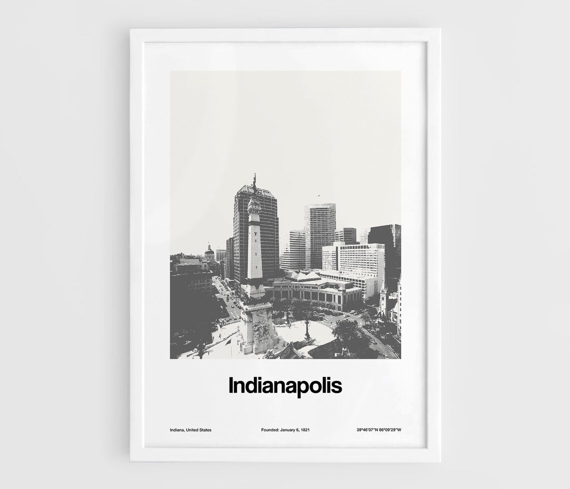 Indianapolis In Poster, Minimalist City Art Print