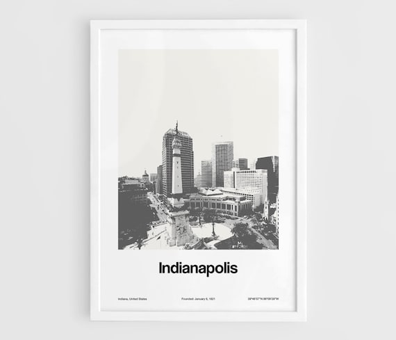 Indianapolis In Poster, Minimalist City Art Print