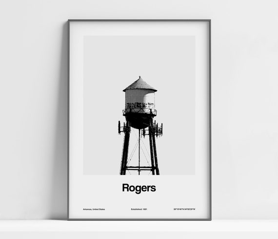 Rogers Arkansas Downtown Water Tower, Minimalist Art Print