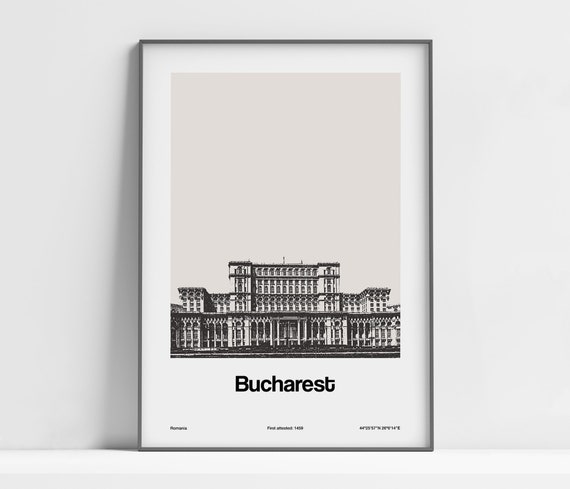 Bucharest Poster Bucharest Print Palace Of The Parliament Bucharest Romania Peoples House Bucharest Wall Art Minimalist Custom City Print