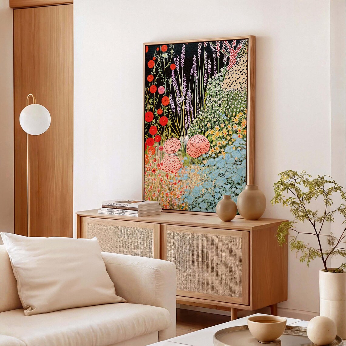 Yayoi Kusama Red Poppy Meadow Lavender Black Night Garden Art Poster - Image 3