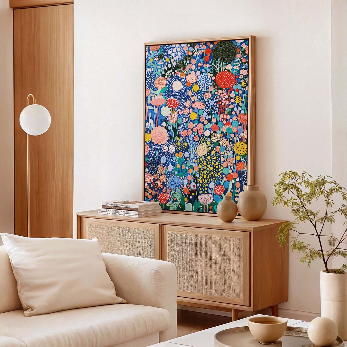Yayoi Kusama-Inspired Abstract Floral Art Print