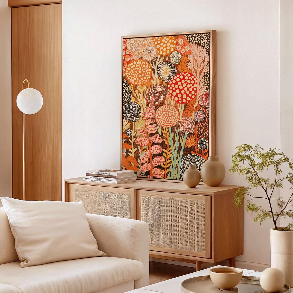 Yayoi Kusama Terracotta Coral Flower Cluster Warm Artwork Poster - Image 3