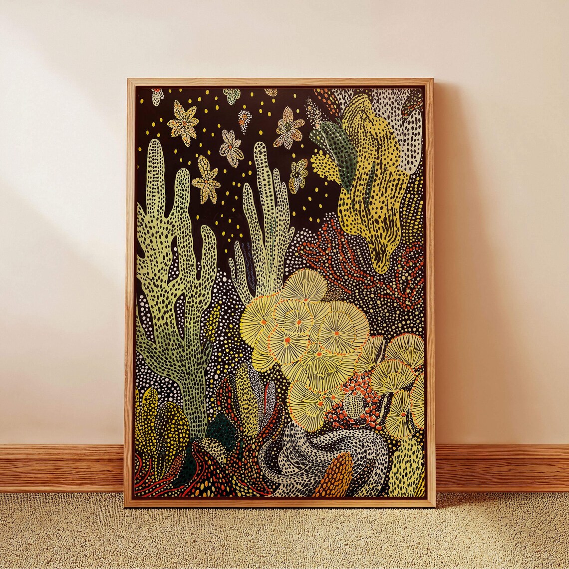 Yayoi Kusama-Inspired Cactus Botanical Art Print